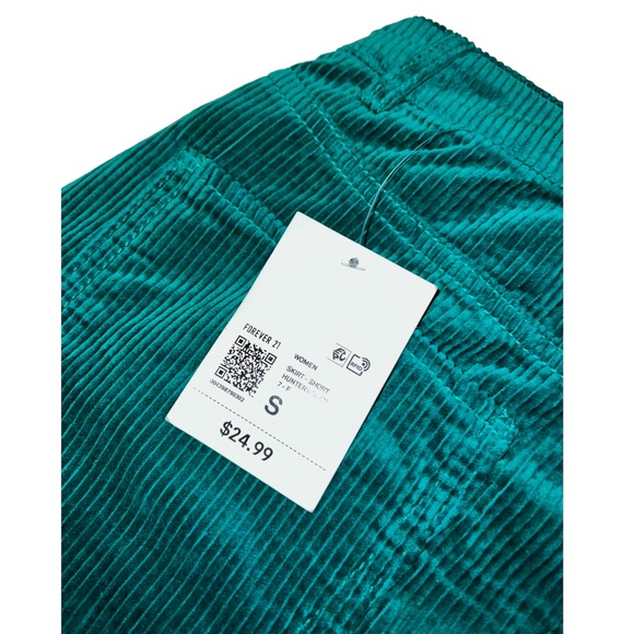 🍯 CORDUROY mini skirt•FOREVER 21•teal/blue/green - Picture 3 of 7